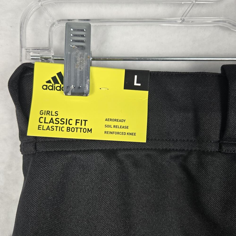 NWT Adidas Softball Pants Girls L Y13-14 Black Stretch Sporty Uniform Classic - Picture 9 of 9